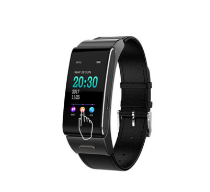 a black smart watch with a black strap