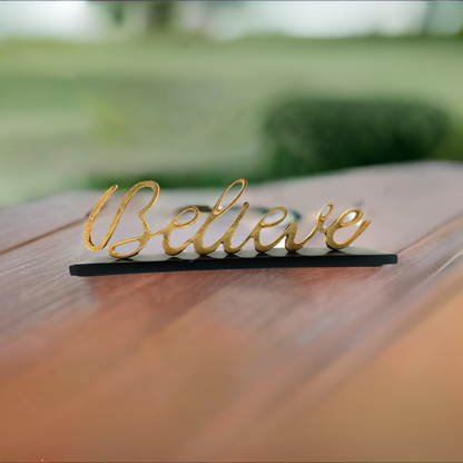 Believe Decorative Home Accent  (12.5", Rustic Golden)