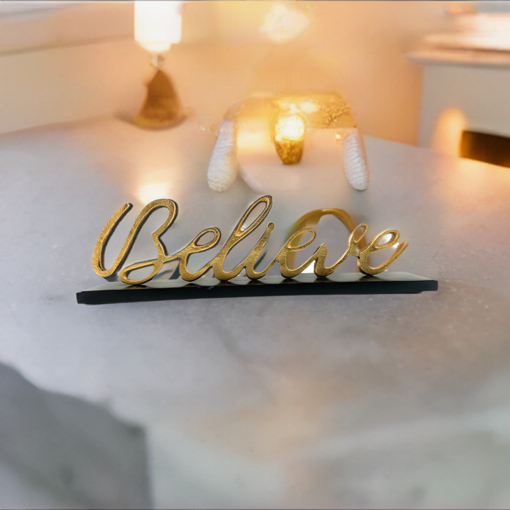 Believe Decorative Home Accent  (12.5", Rustic Golden)
