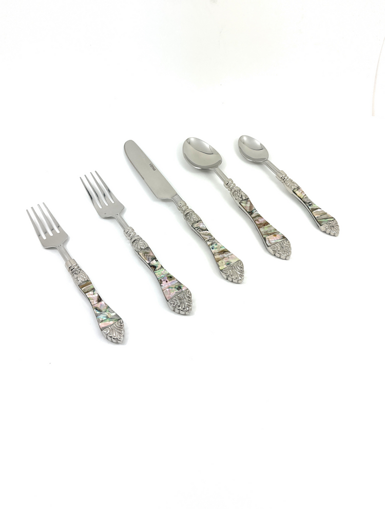 a group of silverware with a spoon and fork