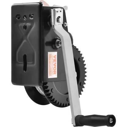 VEVOR Hand Winch, 3500 lbs Pulling Capacity, Boat Trailer Winch Heavy Duty Rope Crank with 33 ft Steel Wire Cable and Two-Way Ratchet, Manual Operated Hand Crank Winch for Trailer, Boat or ATV Towing