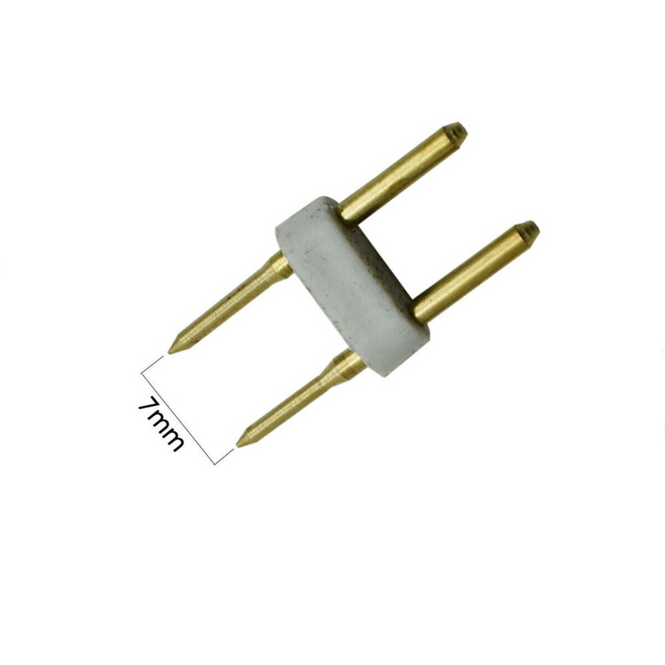 a small white and gold electrical plug
