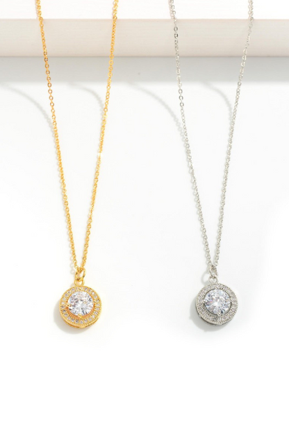 Classic Cubic Zirconia Solitaire Necklace