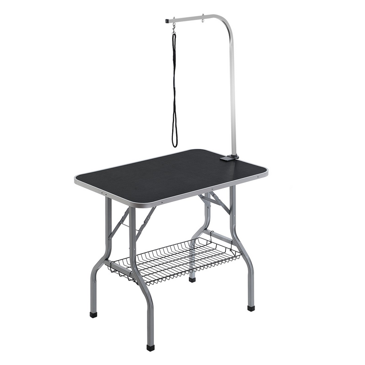 a table with a leash attached to it