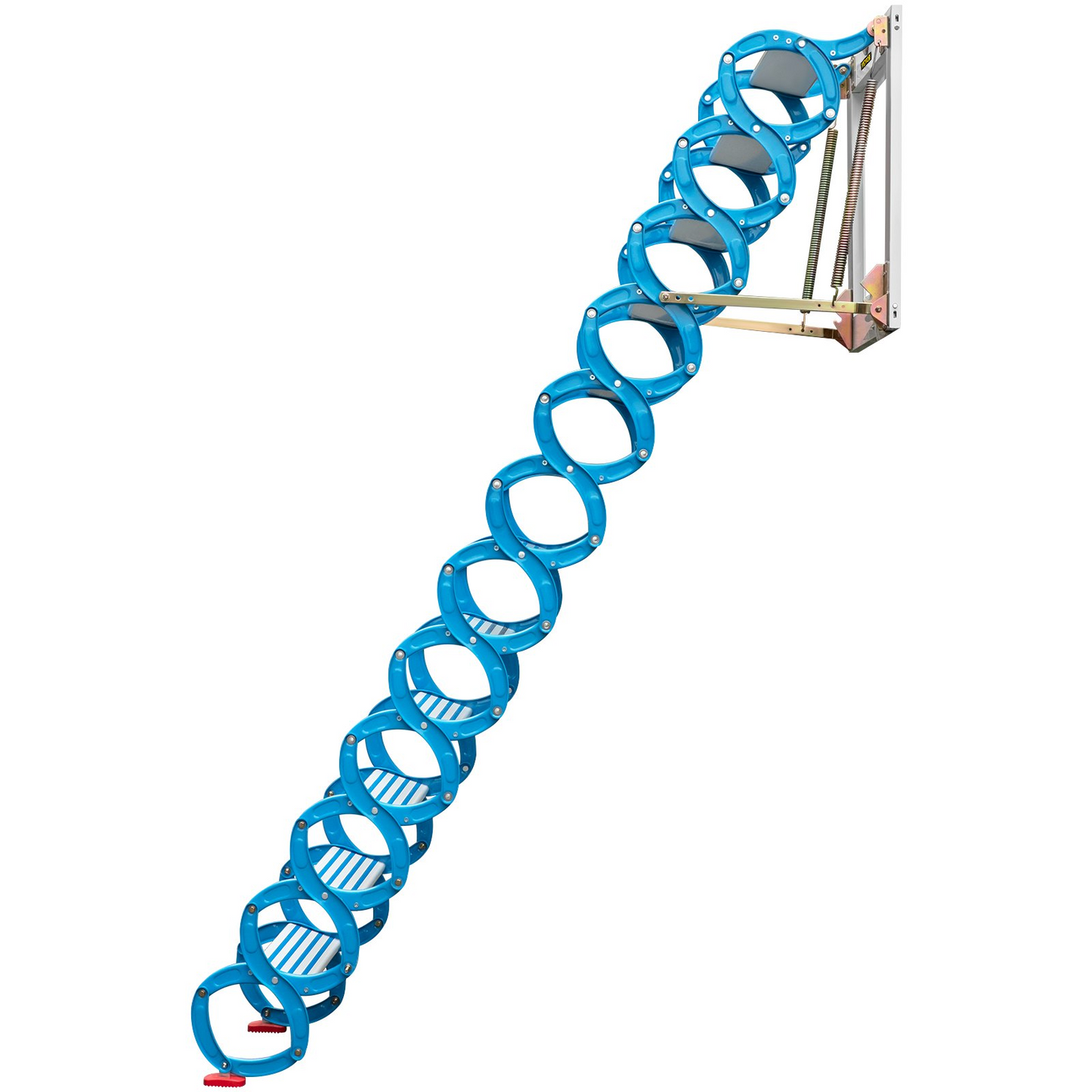 VEVOR Attic Steps Pull Down 12 Steps Attic Stairs, Alloy Attic Access Ladder, Blue Pulldown Attic Stairs, Wall-mounted Folding Stairs for Attic, Retractable Attic Ladder with Armrests, 9.8 feet Height