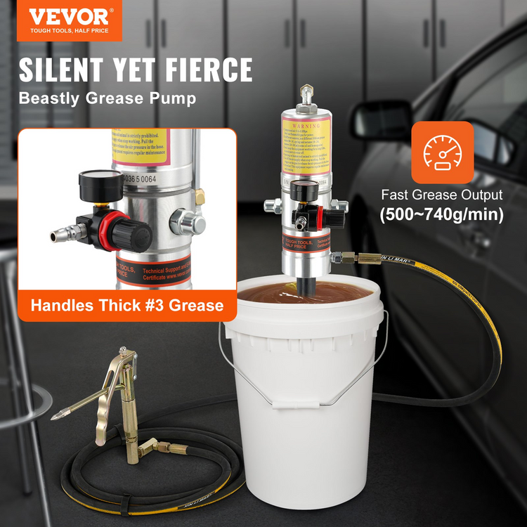 a white bucket with a black hose and a silver cylinder with a black hose
