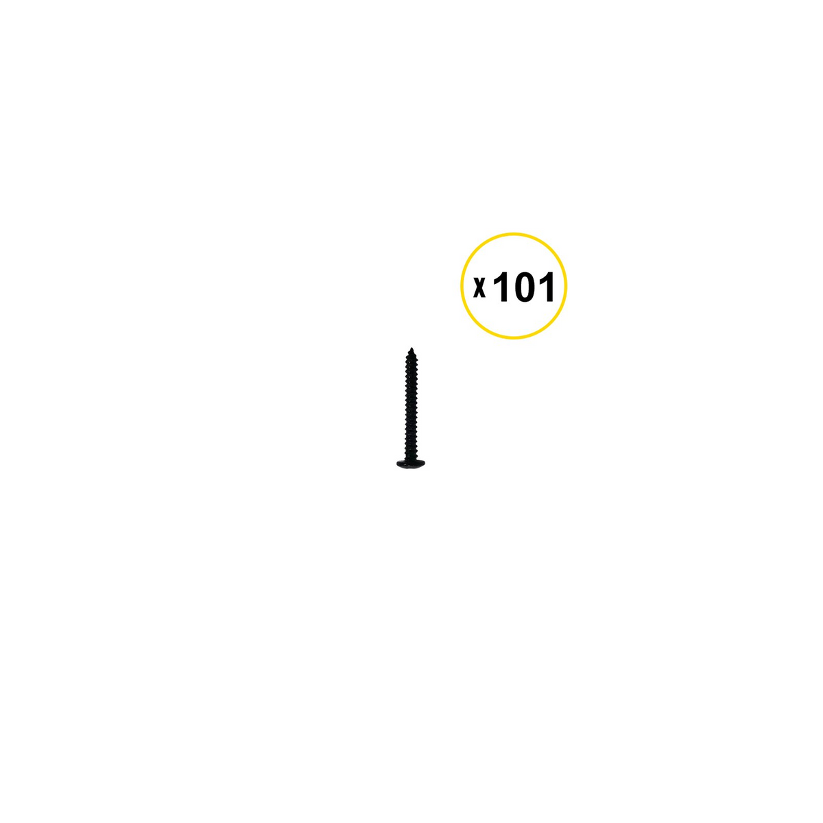 a black screw with a yellow circle and a yellow circle