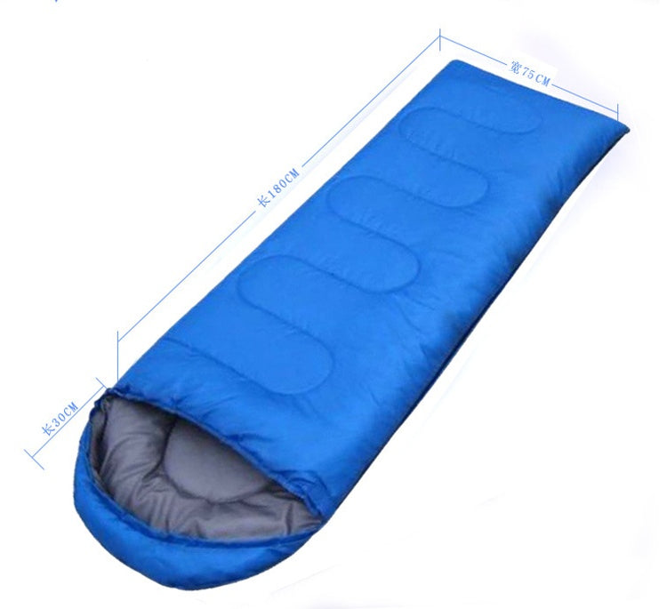 a blue sleeping bag with a sleeping bag on it