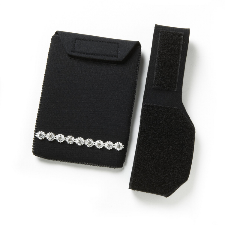 a black fabric pouch and strap