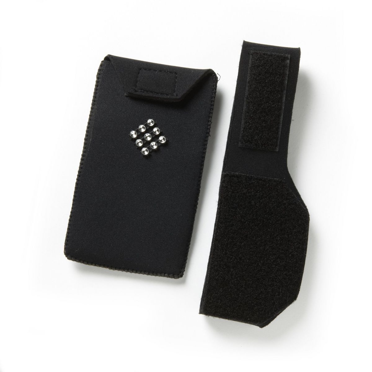 a black fabric case and strap
