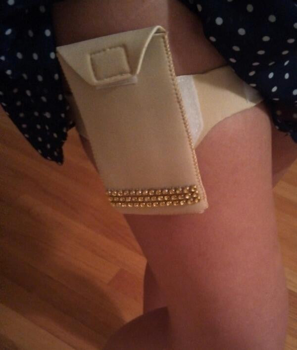 a woman wearing a thigh brace