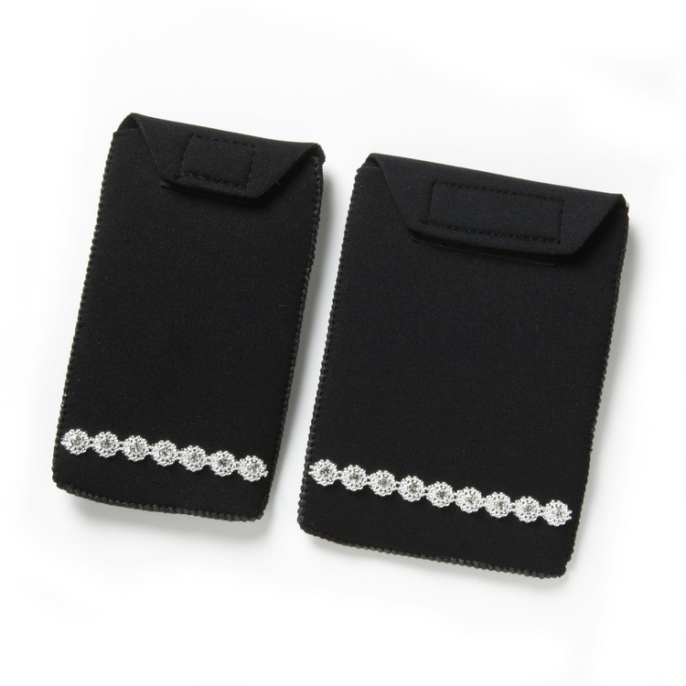 a pair of black fabric pouches