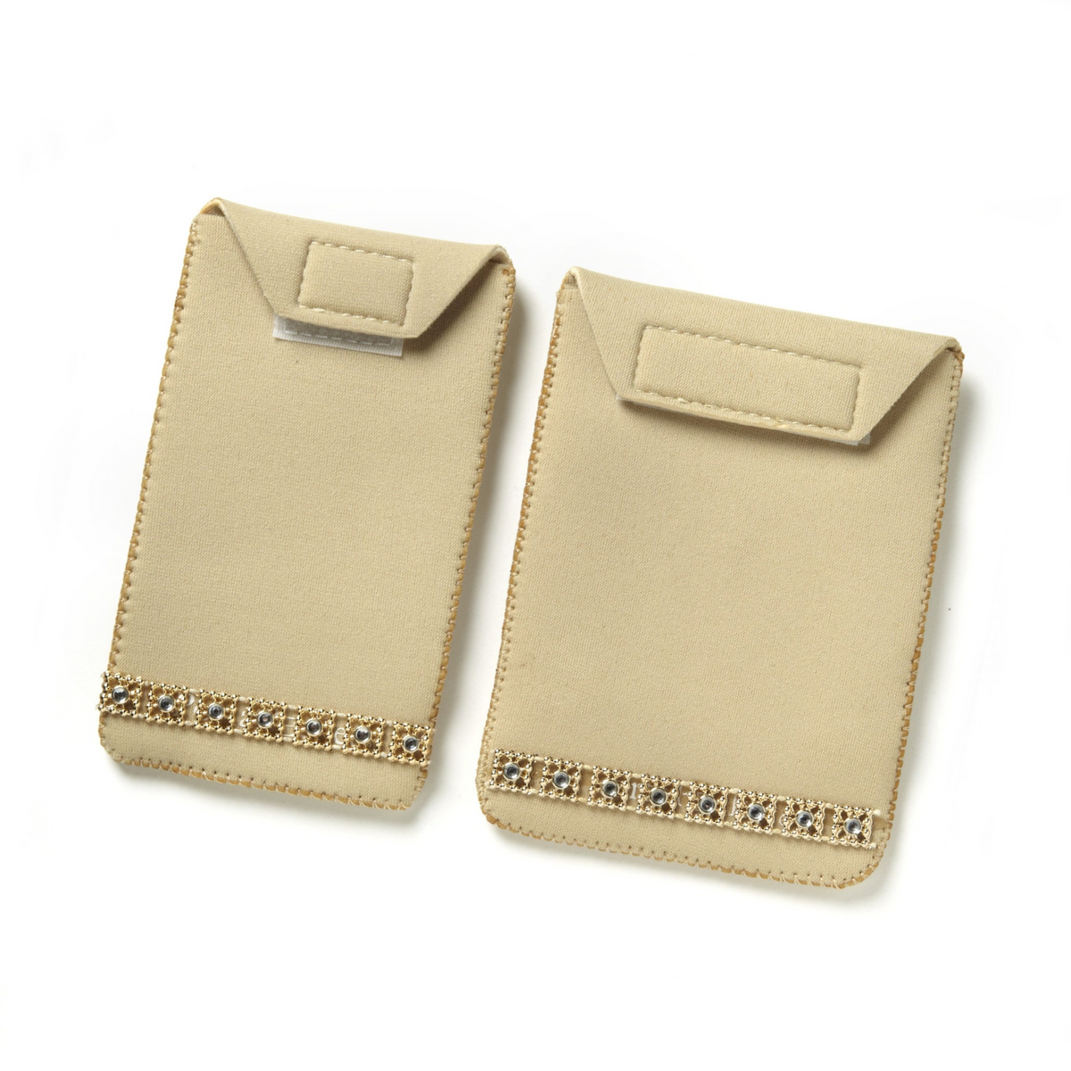 a pair of tan cell phone cases
