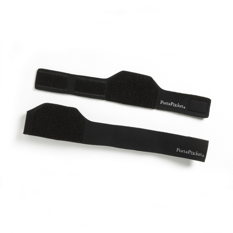 a pair of black velcro straps