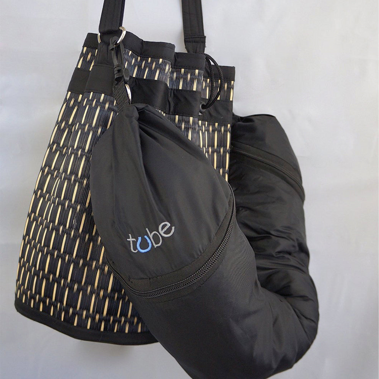 a black bag with a black bag on a white background