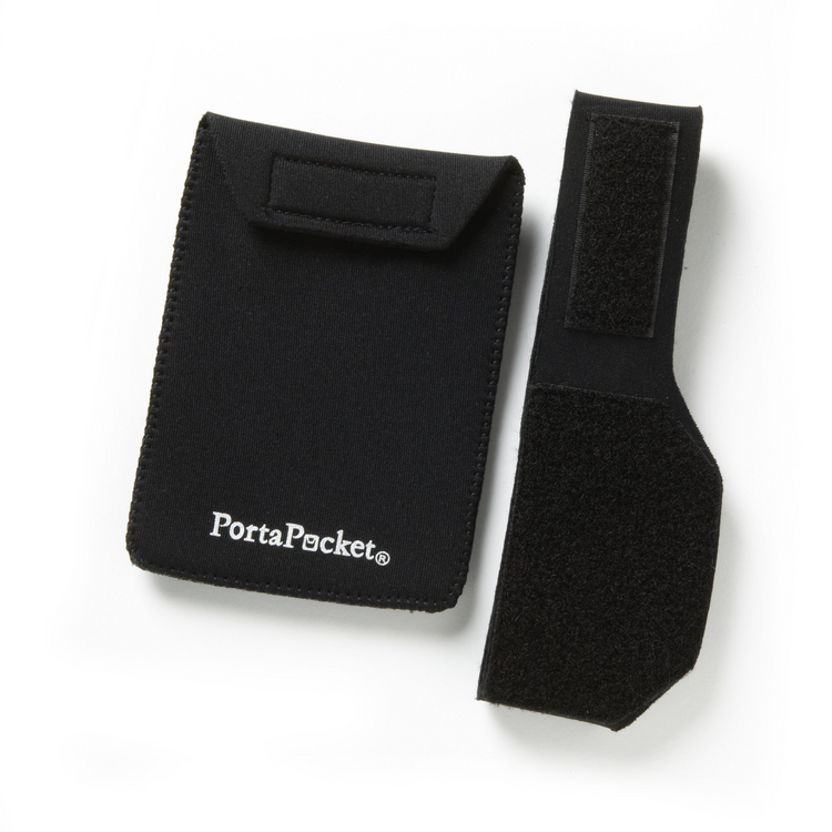 a black fabric pouches with velcro straps