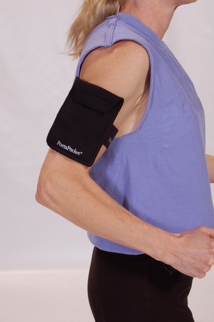 a person wearing a purple tank top