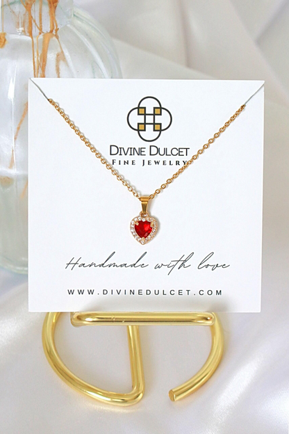 Darling | 24K Red CZ Heart Necklace