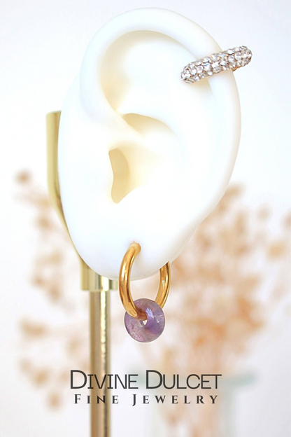 Removable Natural Crystals Beads | 24K Hoop Earrings