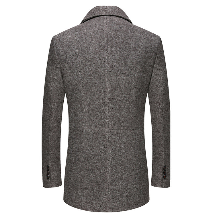 a back view of a grey coat