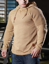 Men's Slim Fit Pullover Hoodie, Solid Color Long Sleeve