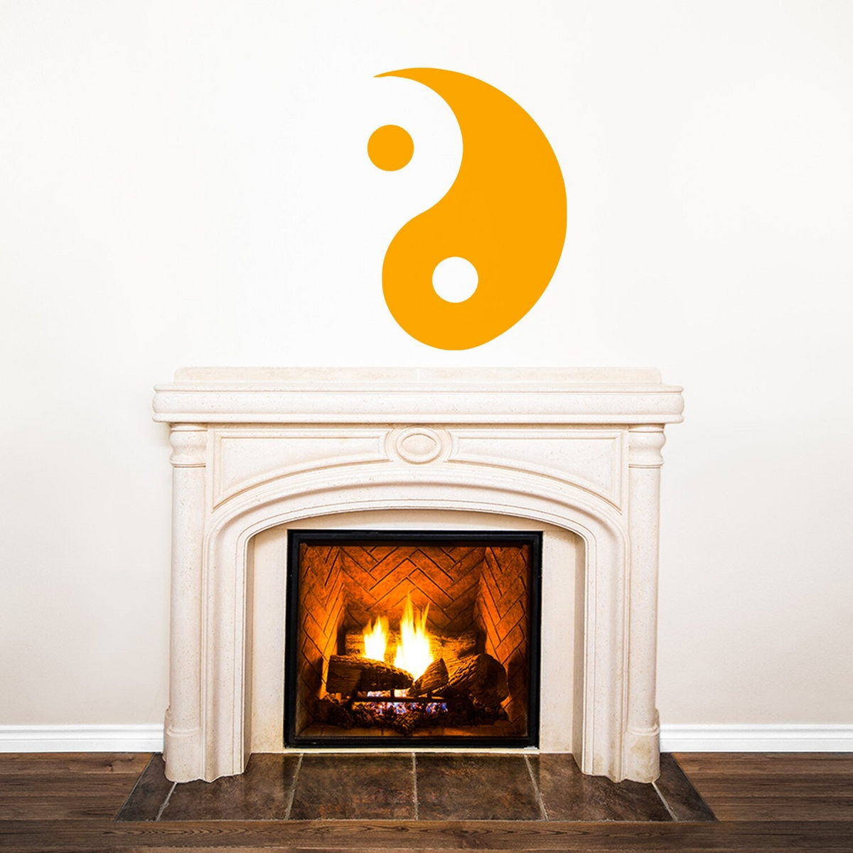 a fireplace with a fire in it