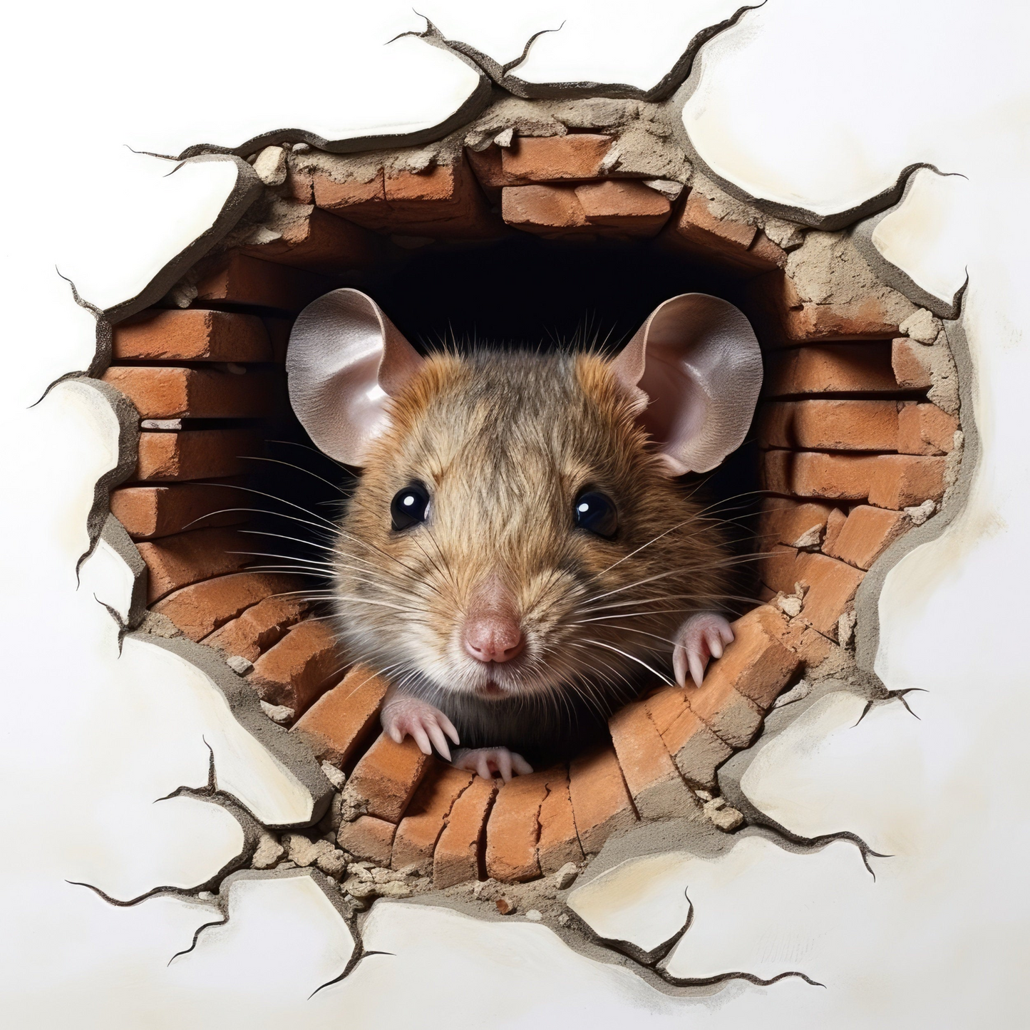 3D Mouse Hole Wall Sticker - Realistic Mouse Peeking from Mousehole Decal for Whimsical Room Decor