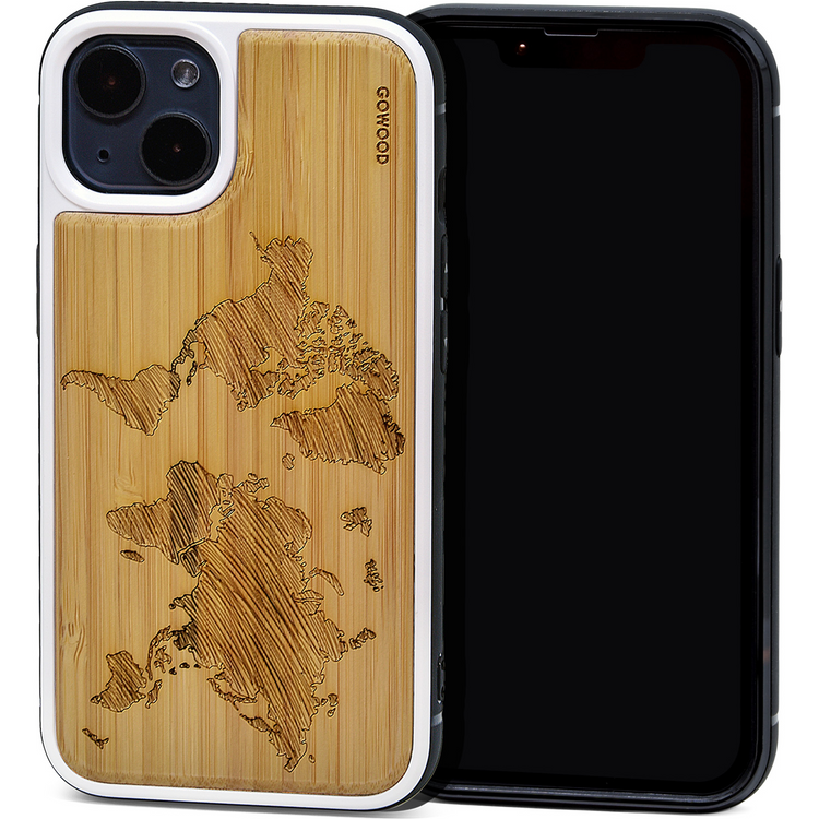 a cell phone with a wood case