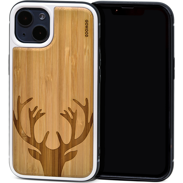 a cell phone with a wooden case