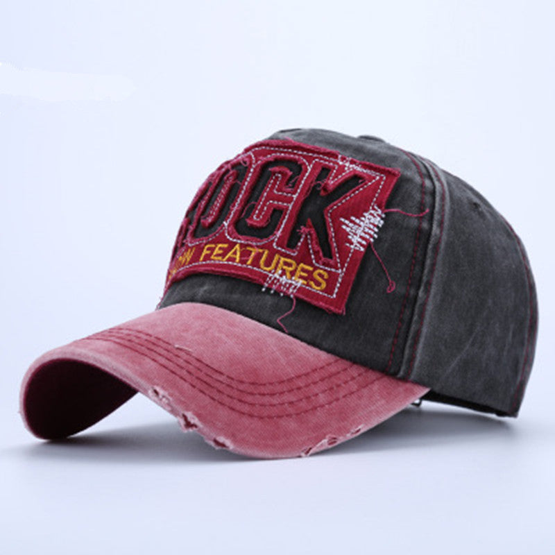 a hat with a patch on it