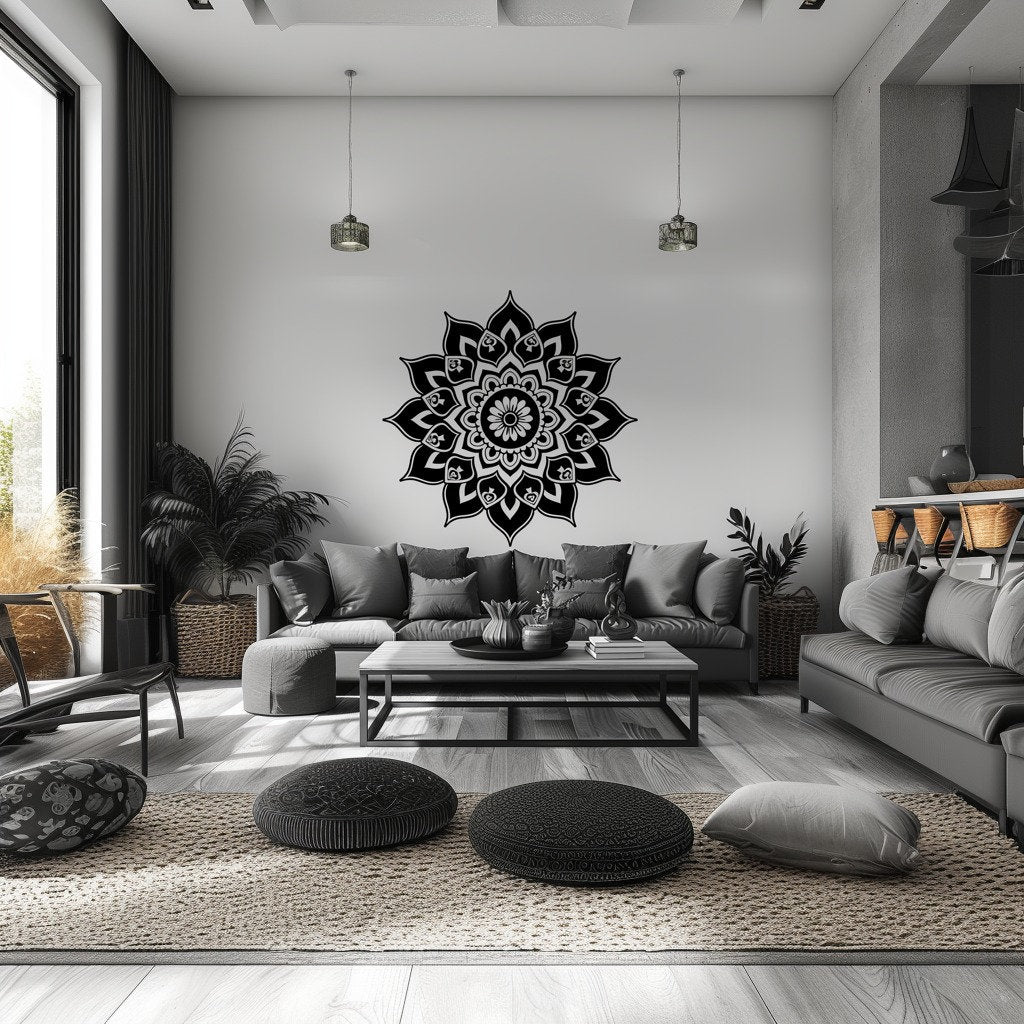 Sacred Geometry Mandala Wall Art Decal - Meditation Wall Sticker Perfect for Yoga Rooms