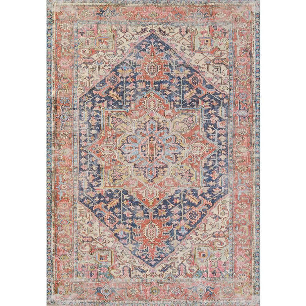 Traditional Rectangle Area Rug, Navy, 5'6" X 8'6"