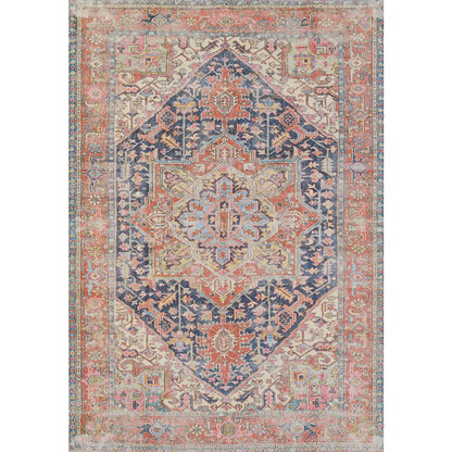 Traditional Rectangle Area Rug, Navy, 5'6" X 8'6"