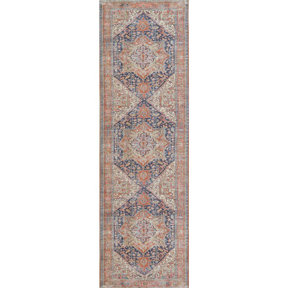 Traditional Rectangle Area Rug, Navy, 5'6" X 8'6"