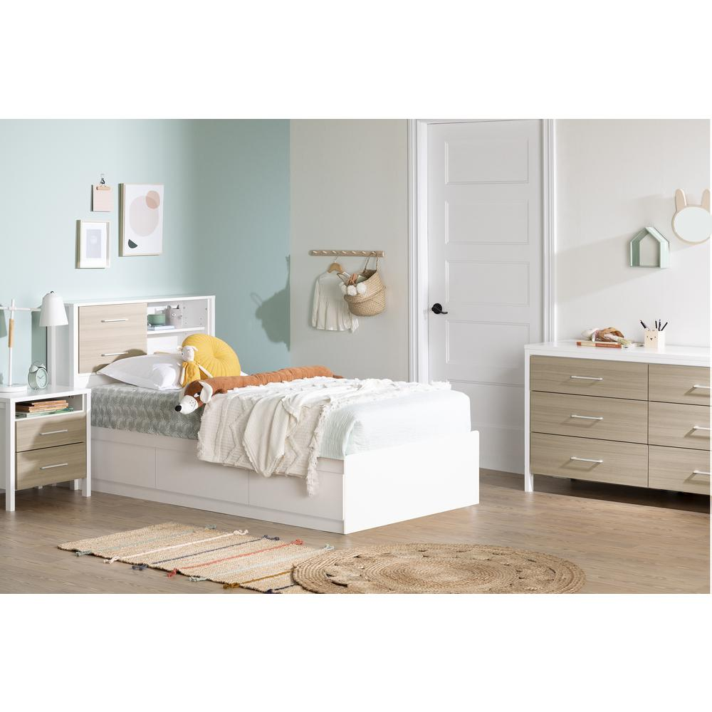 Munich 6-Drawer Double Dresser, White and Soft Elm
