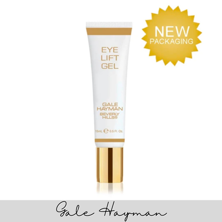 a white and gold tube of eye lift gel