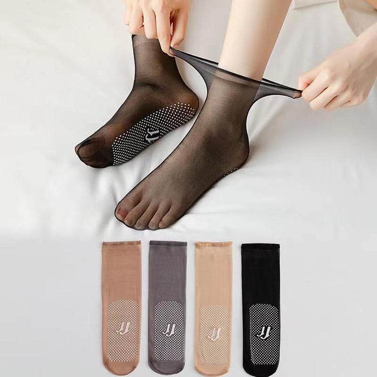 a person putting on stockings