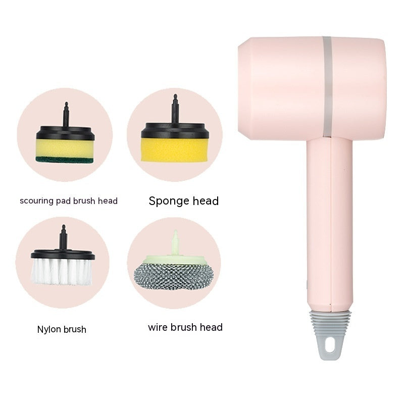 a pink blow dryer with different types of brushes