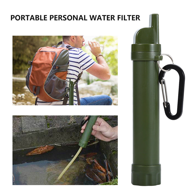 a water filter with a person holding a green tube