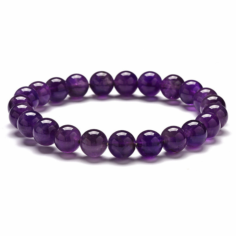 a purple beaded bracelet