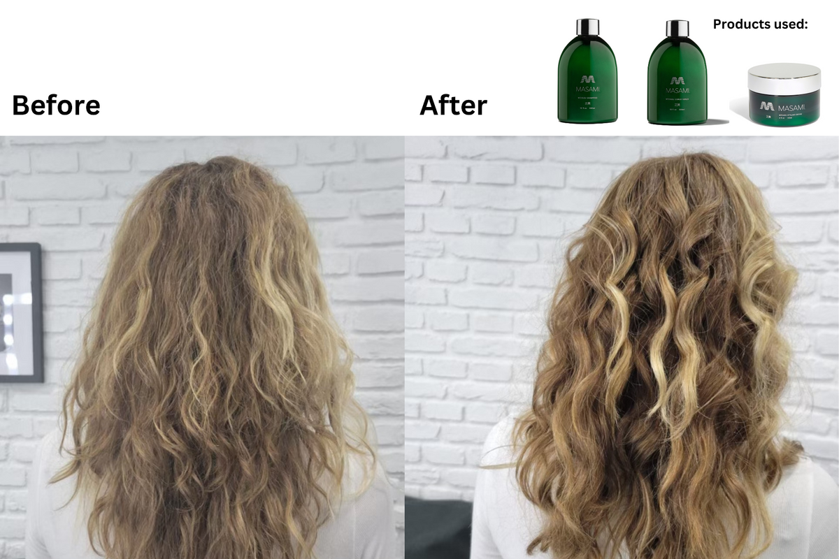 a woman with long curly hair