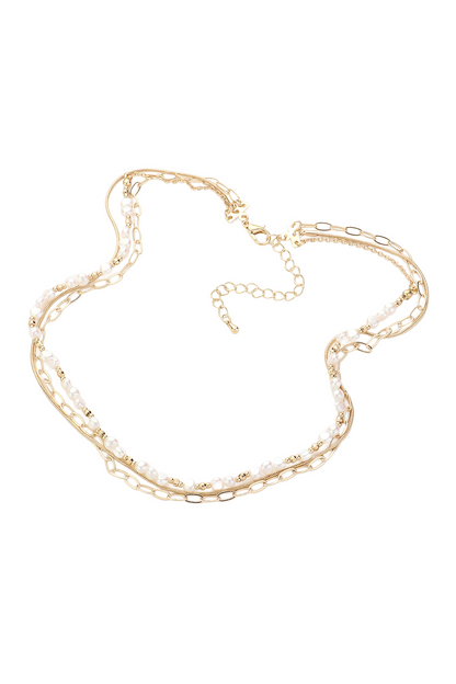 3 Strand Pearl Bead Necklace