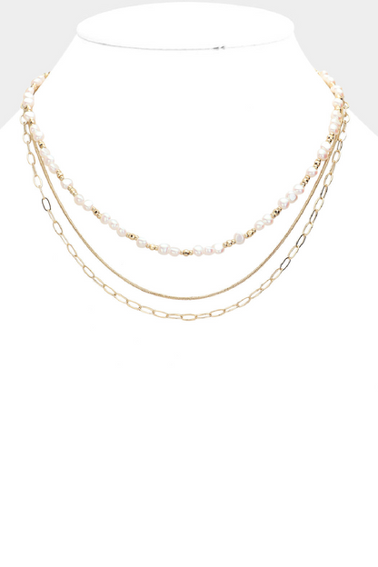 3 Strand Pearl Bead Necklace