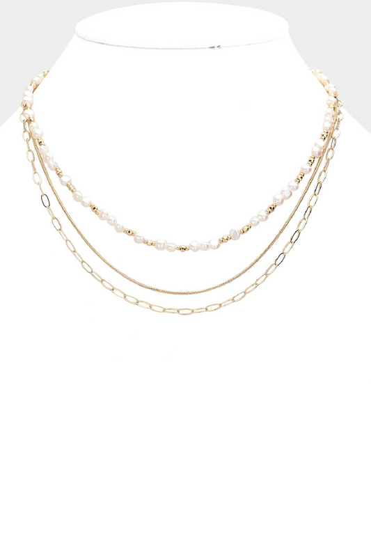 3 Strand Pearl Bead Necklace