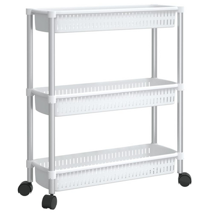 3-Tier Storage Trolley Silver and White Aluminum