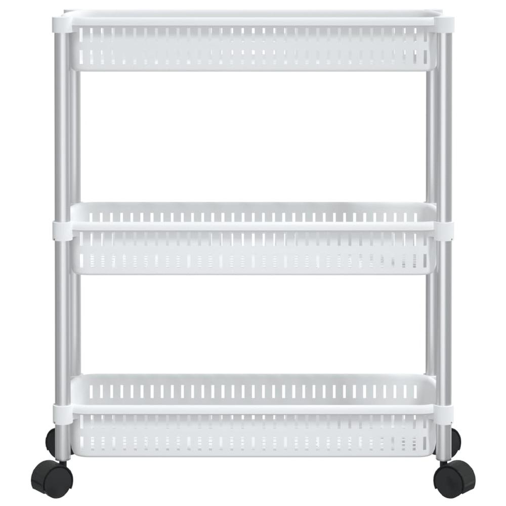 3-Tier Storage Trolley Silver and White Aluminum