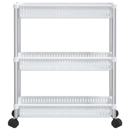 3-Tier Storage Trolley Silver and White Aluminum