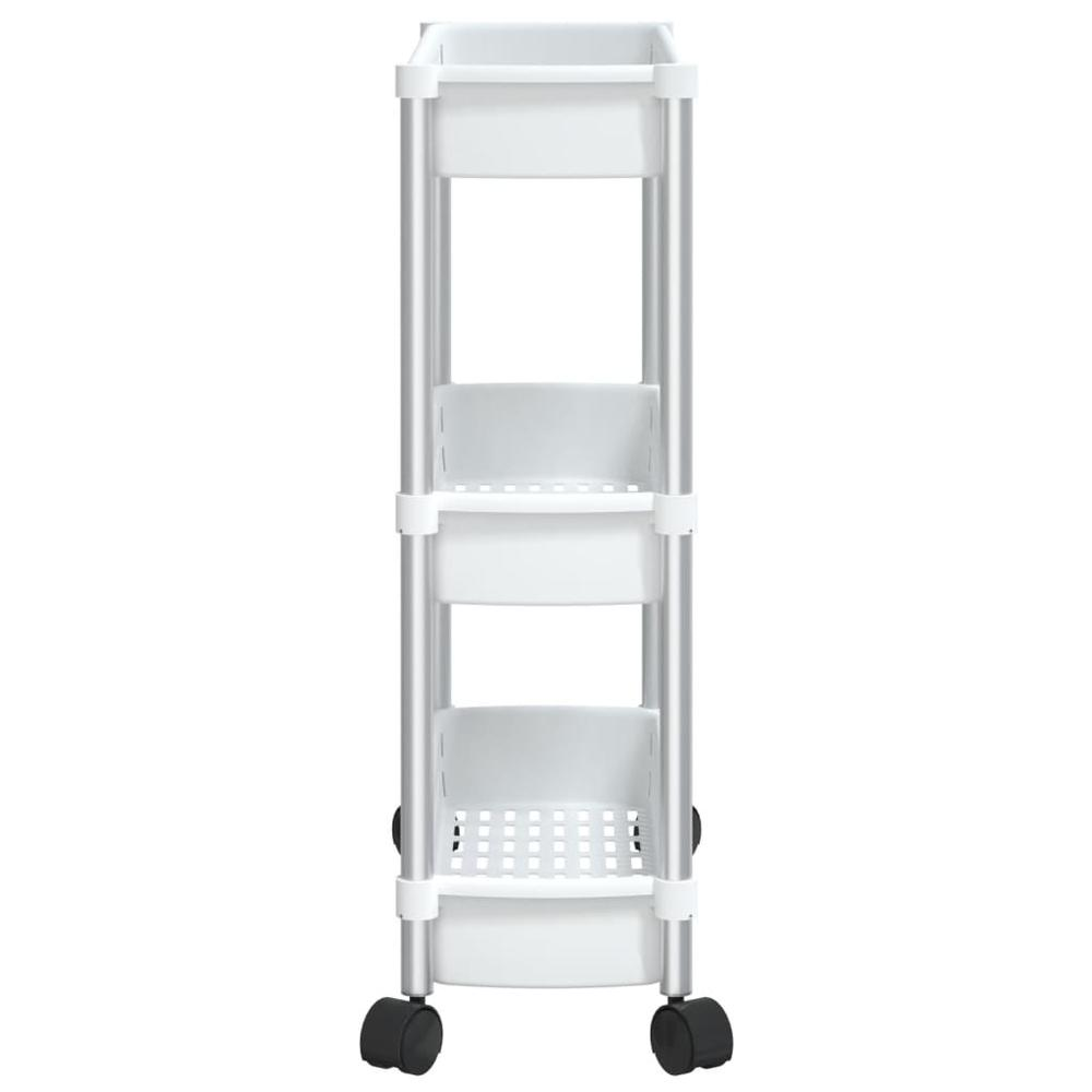 3-Tier Storage Trolley Silver and White Aluminum