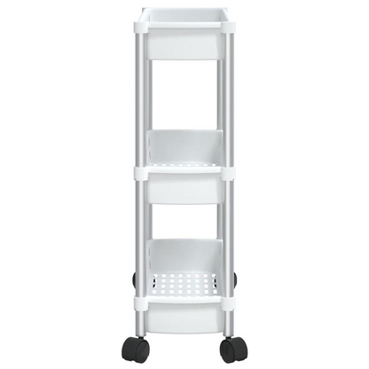 3-Tier Storage Trolley Silver and White Aluminum