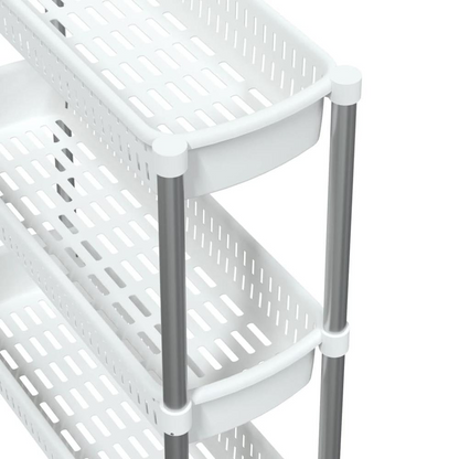 3-Tier Storage Trolley Silver and White Aluminum